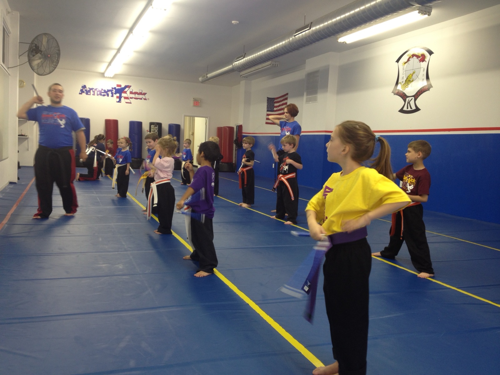Children practicing karate together at AmeriKick Haddon Heights